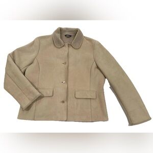 Land’s End Women’s XL Faux Suede Sherpa Lined Jacket Beige 100% Polyester